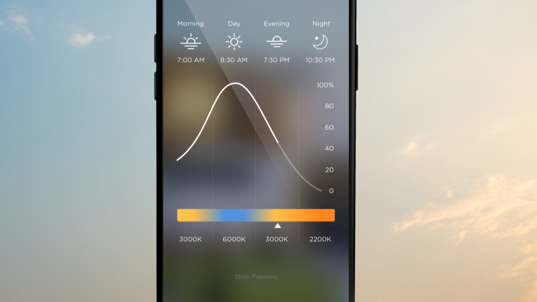 Savant’s new feature called Daylight Mode can align lighting schemes to match the natural circadian progression based on the time of day.