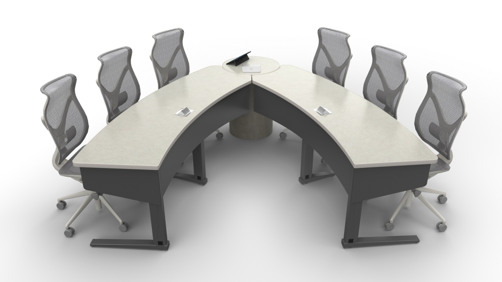The Omnirax and Primeview Hybrid Meeting Tables.