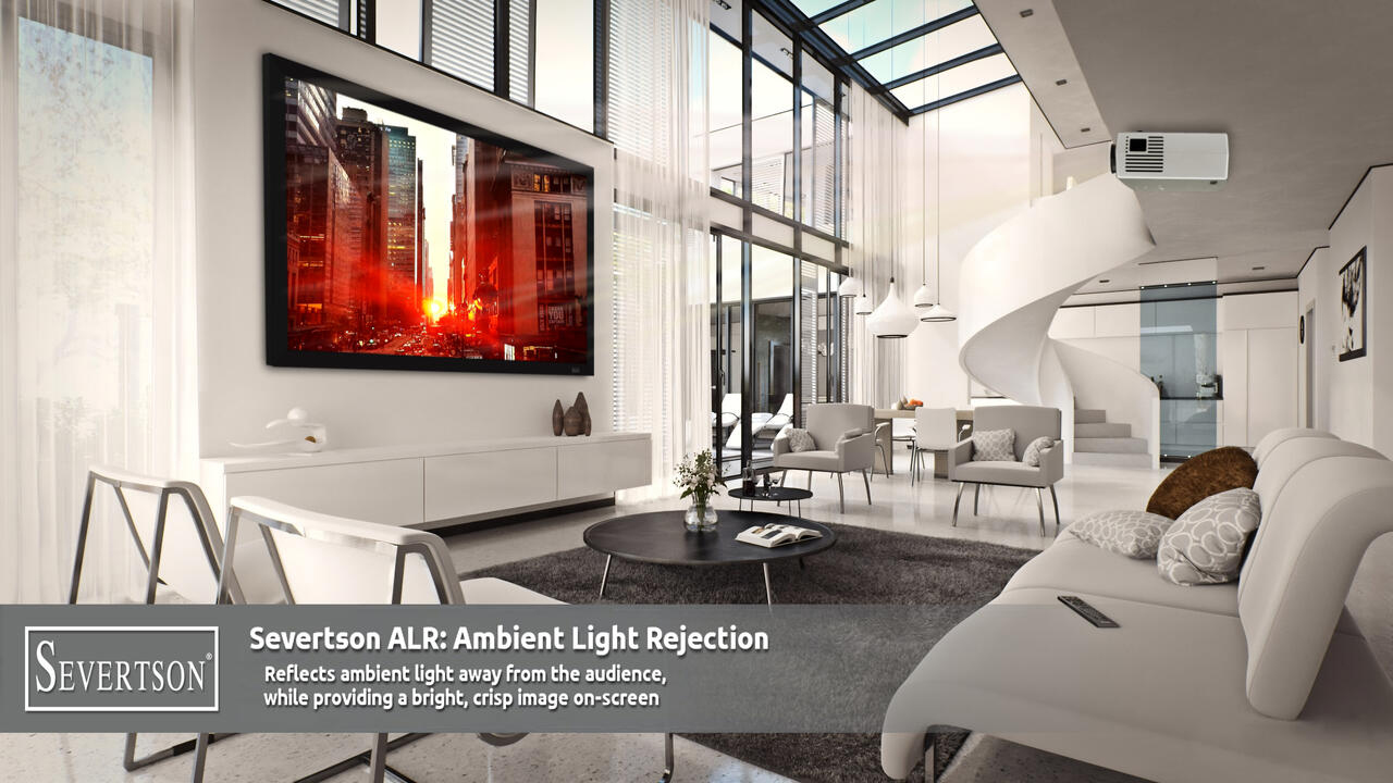 Severtson Screens Features (ALR) Projection Screens at CEDIA. Image: Severtson