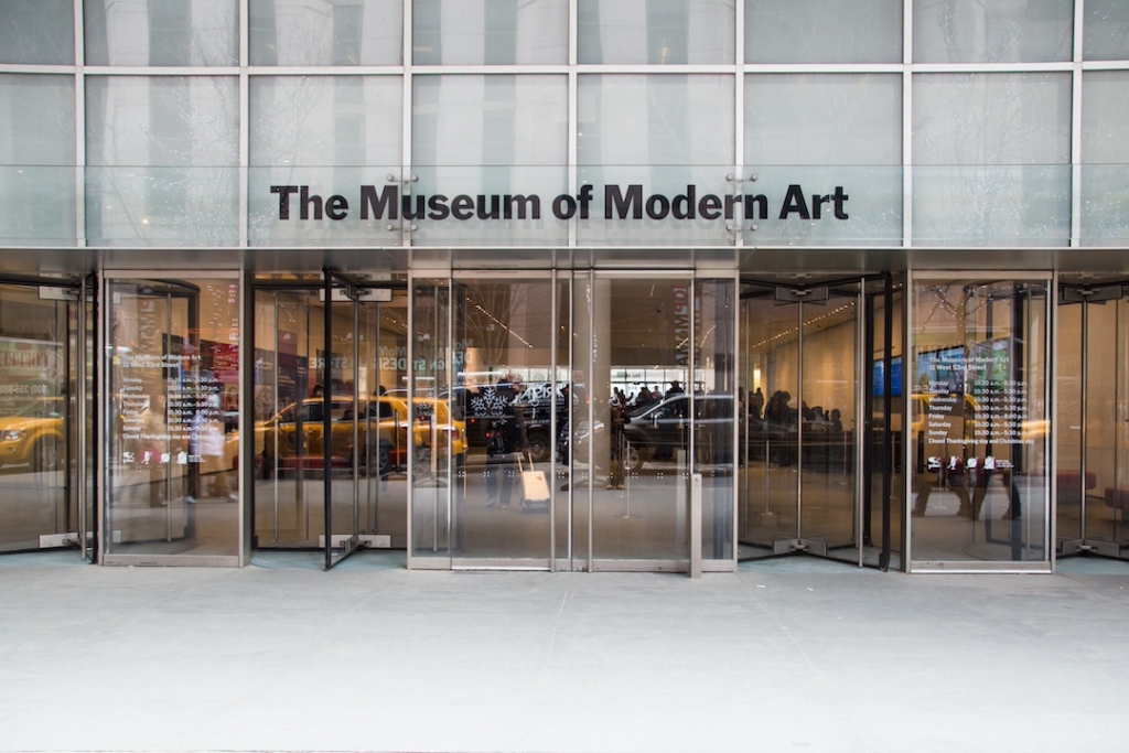 An exterior photo of the entrance to MoMA, where Sennheiser installed MobileConnect